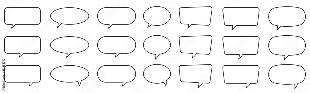 Speech bubble, speech balloon, chat bubble line art icon for apps and websites. Speech bubble, speech balloon, chat bubble line art icon for apps and websites.