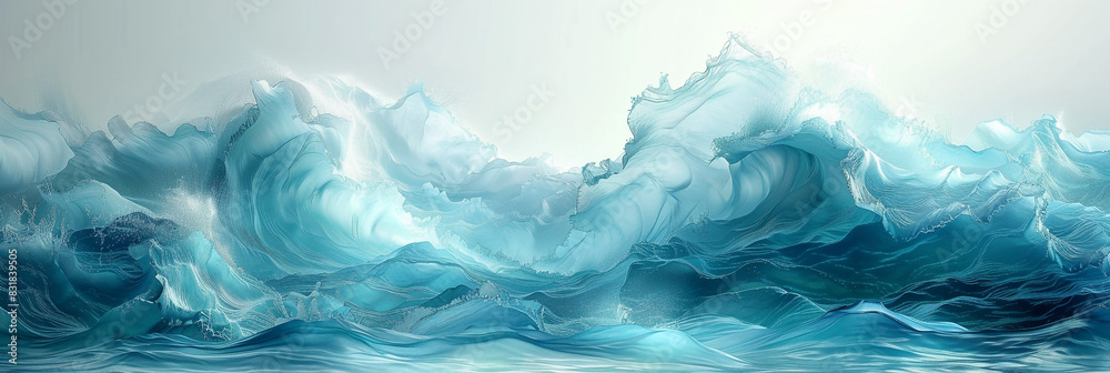 Obraz premium Abstract water ocean wave, blue, aqua, teal texture. Blue and white water wave web banner Graphic Resource as background for ocean wave abstract. Vita backdrop for copy space text