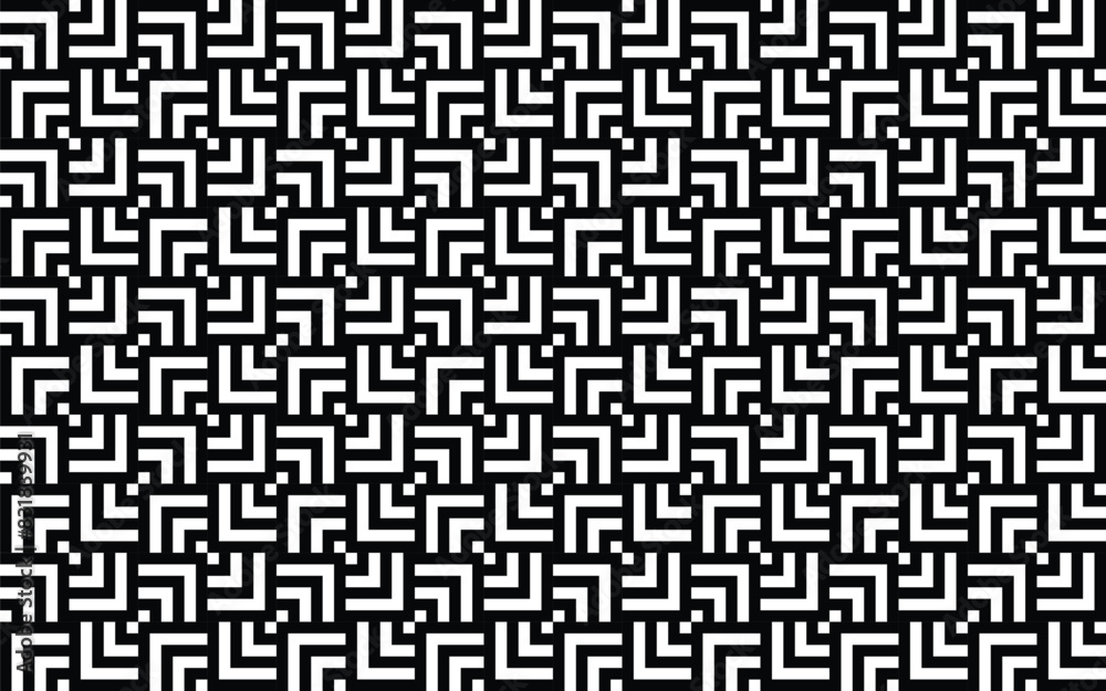 Modern geometric of a maze with intricate lines in continuous black and white vector Modern geometric of a maze with intricate lines in continuous black and white vector