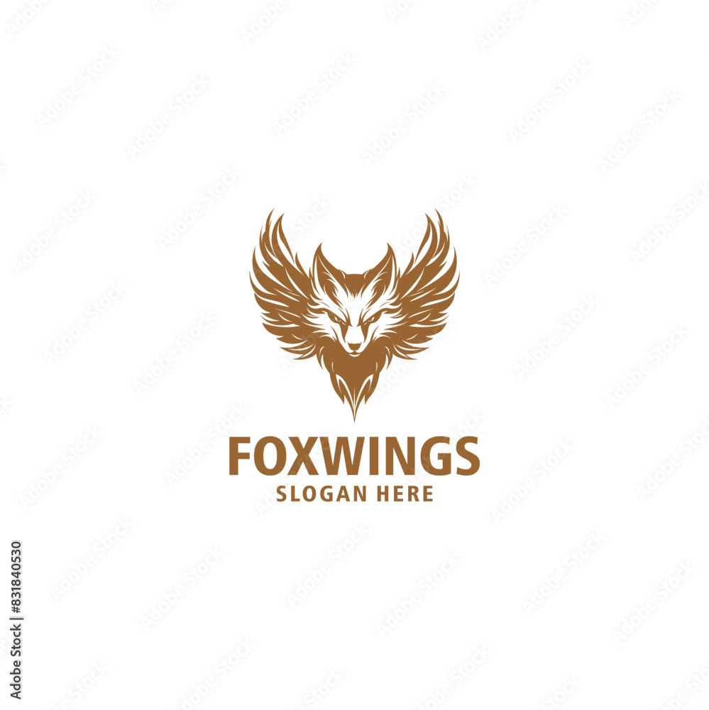 Obraz premium Fox and wings logo vector illustration