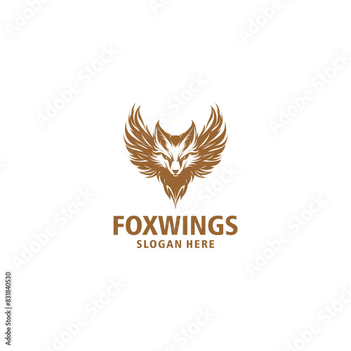 Fox and wings logo vector illustration