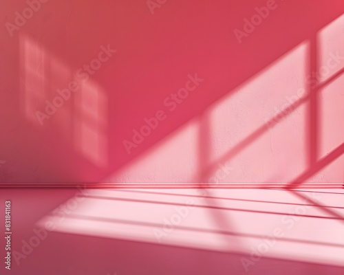 pink room with a window and light shadow on the wall background