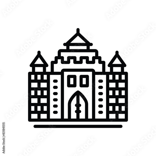 Black line icon for castle 