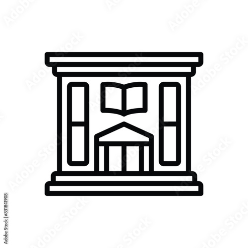 Black line icon for library 