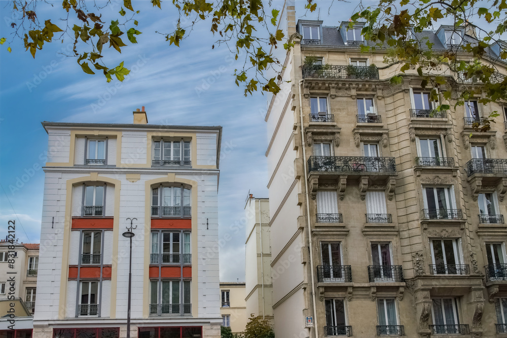 Naklejka premium Paris, beautiful buildings, rue Paul-Bert in the 11e arrondissement of the french capital 