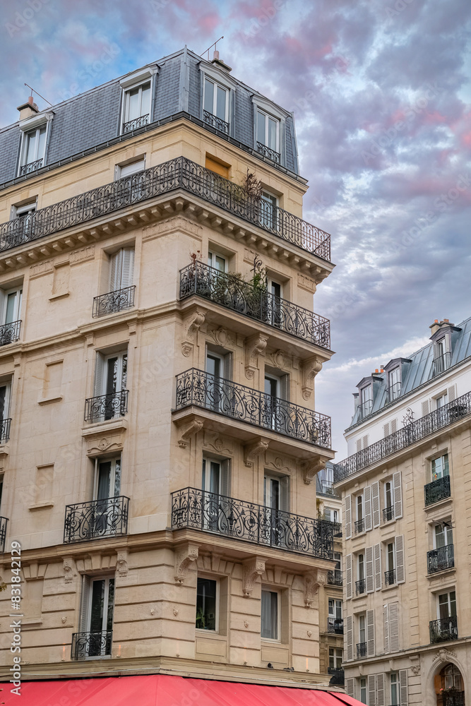 Fototapeta premium Paris, beautiful buildings, rue Paul-Bert in the 11e arrondissement of the french capital 