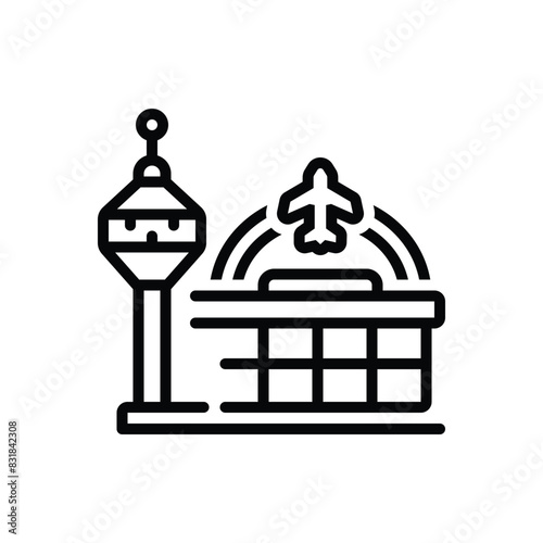 Black line icon for airport 