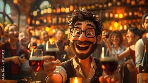 Joyous D Cartoon Revelry at Authentic German Wine Festival photo