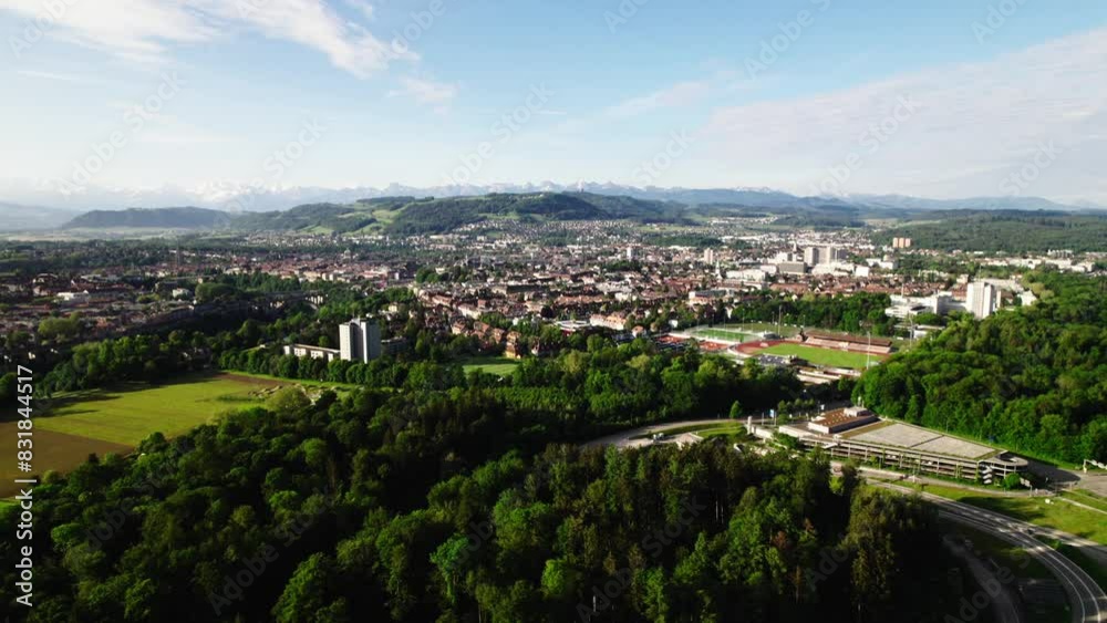 Aerial view of Hochfeld suburb of Bern, Switzerland, 4K Aerial view of Hochfeld suburb of Bern, Switzerland, 4K