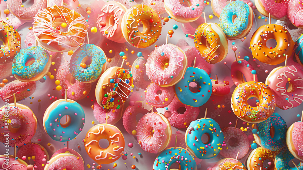 Donut Extravaganza on Candy-Colored Backdrop
