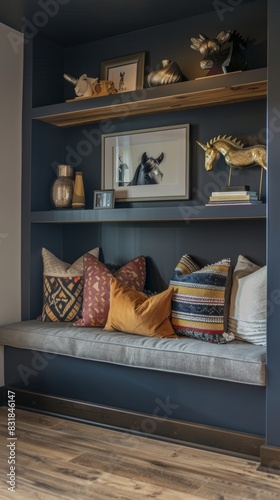 Interior Design Reference. Relax Room with Dark Blue Color