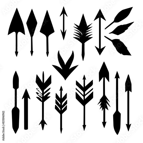 arrow set black silhouette vector design logo