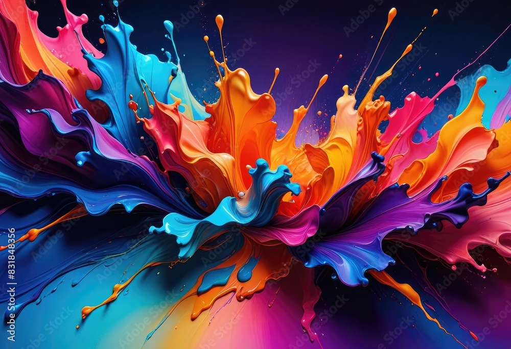 abstract piece that captures the essence of contrast through the use of vibrant colors and fluid shapes against a gradient backdrop, creating a sense of depth and energy