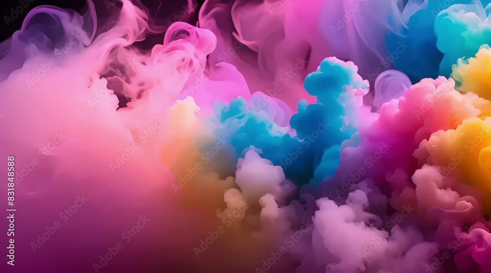 smooth movement of colorful smoke, with black background, generated ai smooth movement of colorful smoke, with black background, generated ai