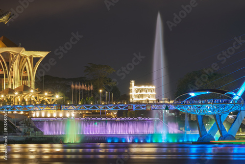 Musical fountain show at Sarawak State Legislative Assembly Kuching, Sarawak.