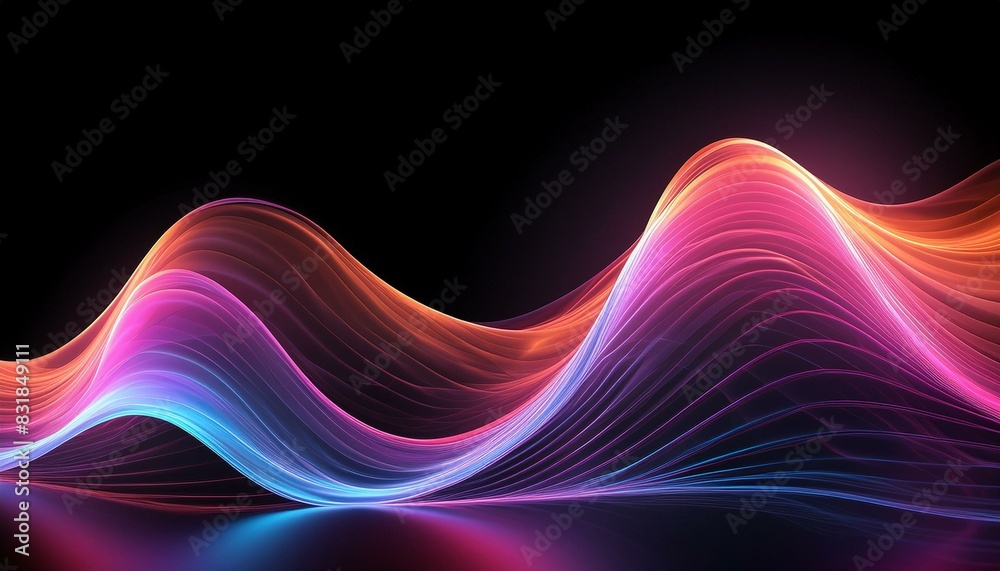 Fototapeta premium Music sound wave,Speaking sound wave, Dynamic light flow, with blurred neon light effect, abstract background, wallpape, rfractal arrangement