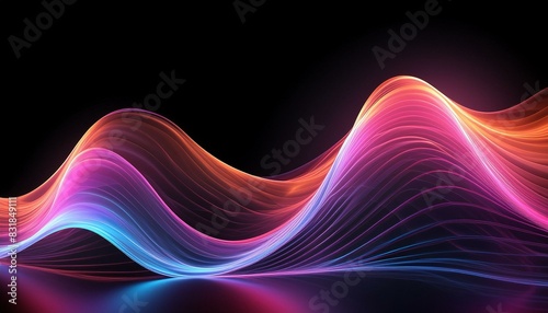 Music sound wave,Speaking sound wave, Dynamic light flow, with blurred neon light effect, abstract background, wallpape, rfractal arrangement