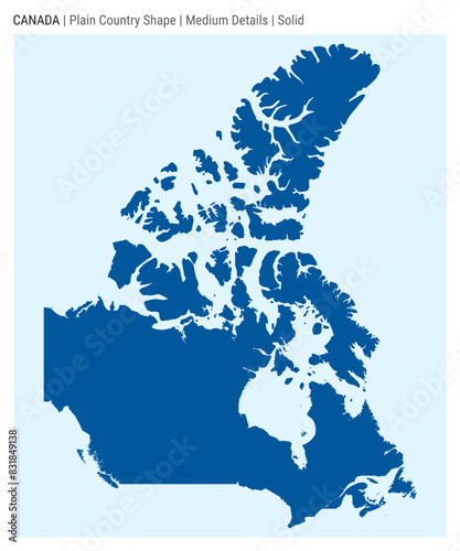 Canada plain country map. Medium details. Solid style. Shape of Canada. Vector illustration.