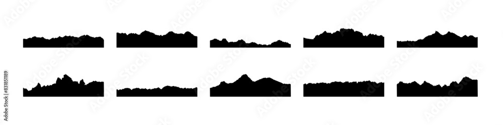 Obraz premium Mountains landscape silhouette collection. Mountain border background set