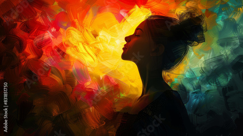 Abstract digital artwork of a woman showing empathy and heartfelt connection.