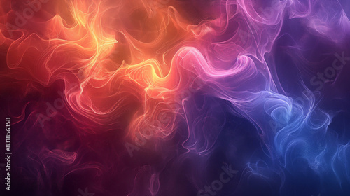 A vibrant and mesmerizing visualization of fluid dynamics based on the Navier-Stokes equations. Swirls of colorful smoke-like fluids intertwine and dance in a chaotic yet harmonious ballet 