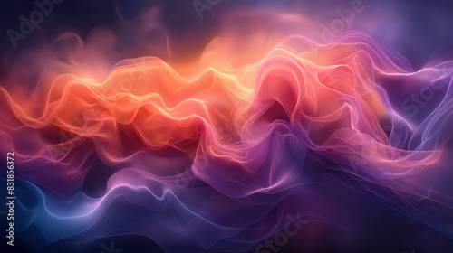 A vibrant and mesmerizing visualization of fluid dynamics based on the Navier-Stokes equations. Swirls of colorful smoke-like fluids intertwine and dance in a chaotic yet harmonious ballet,