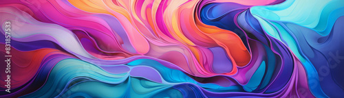Vibrant abstract fluid painting with flowing shades of pink, purple, and blue. Perfect for backgrounds or modern artistic themes.
