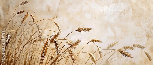 Wheat stalks with a neutral background