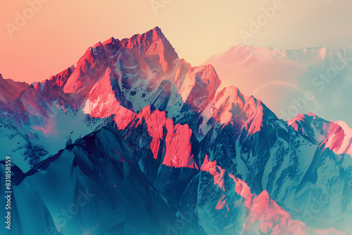 Artistic abstract mountain range in high detail, 8K UHD - A beautifully designed backdrop featuring a detailed and abstract visualization of a mountain range.
