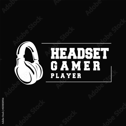 Headset Logo Design Simple Headset Gamer Illustration Template
