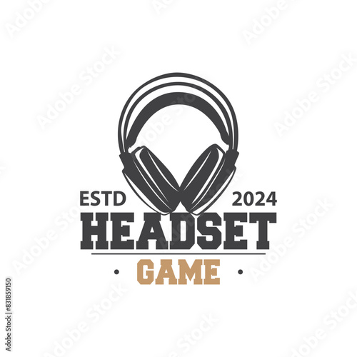 Headset Logo Design Simple Headset Gamer Illustration Template
