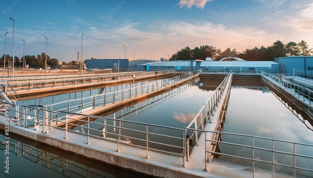 Obraz premium Inside a Cutting-Edge Wastewater Treatment Plant