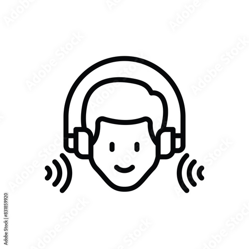 Black line icon for listening 