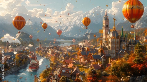 Oktoberfest Parade Float A Vibrant D Cartoon Homage to Bavarian Culture photo