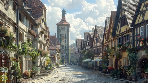 Medieval Architectural Masterpiece A D of Rothenburg ob der Charming Vintage Design photo