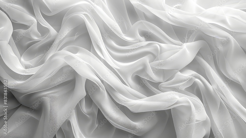 Obraz premium Textured lace fabric in gentle waves showcasing its soft transparent and elegant qualities