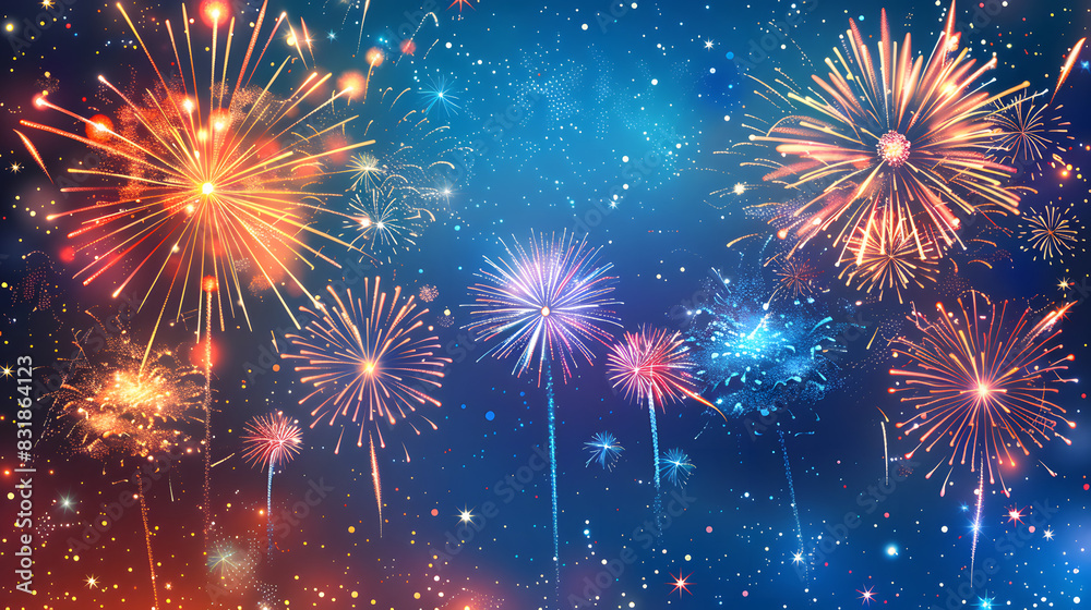 Fototapeta premium A fireworks display in the sky with many different colored fireworks