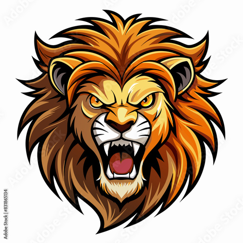 lion-face-angry--stylish-hair--outline--white-back