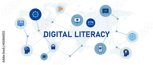 icon digital literacy learn knowledge information internet technology modern