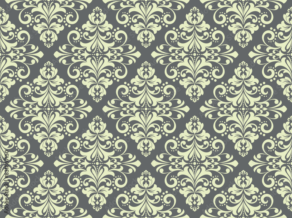 Floral pattern. Vintage wallpaper in the Baroque style. Seamless vector background. Gray and beige ornament for fabric, wallpaper, packaging. Ornate Damask flower ornament