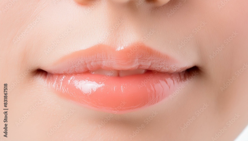 Fototapeta premium アジア人女性の綺麗な口元 リップ Asian woman's beautiful mouth, lips, white skin