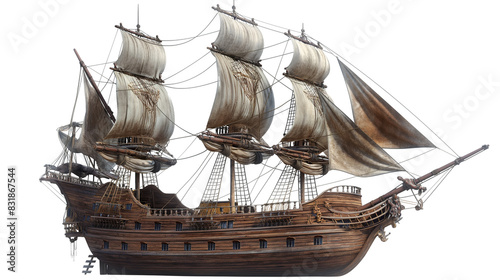 Pirate ship concept design illustration isolated on white background photo