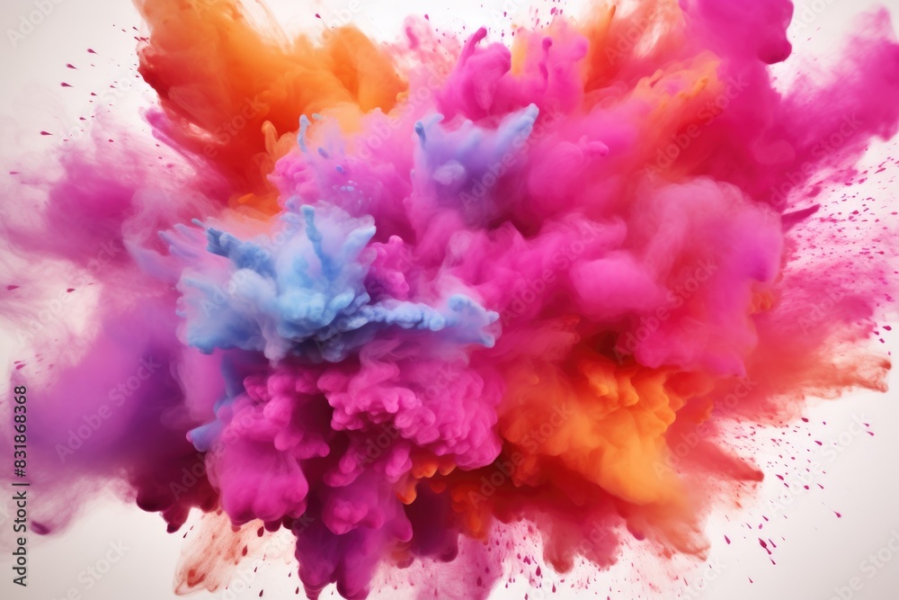 A vibrant cloud of colored powder suspended in the air