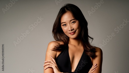 アジア人女性の腕組み モデル 美人 日本人
