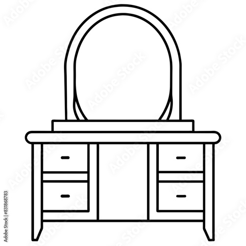 dressing table mirror with drawers.