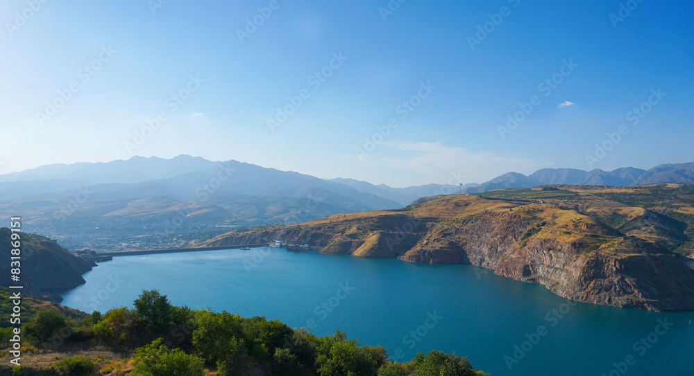 A large reservoir between the mountains A large reservoir between the mountains