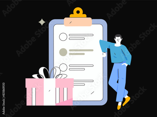 Invite friends to conduct questionnaire flat vector concept operation hand drawn illustration
