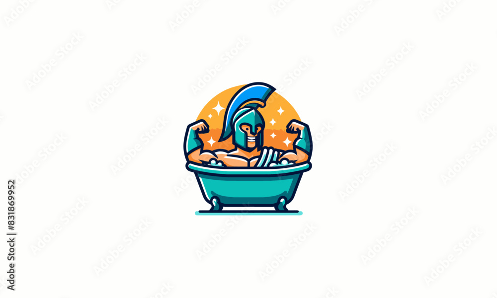 spartan on bath tub vector flat design spartan on bath tub vector flat design
