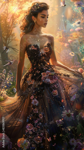Wallpaper Mural Beautiful lady wearing an extravagant dress Torontodigital.ca