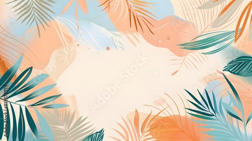 Modern tropical background. Jungle plants nature backdrop. Summer palm leaves wallpaper.